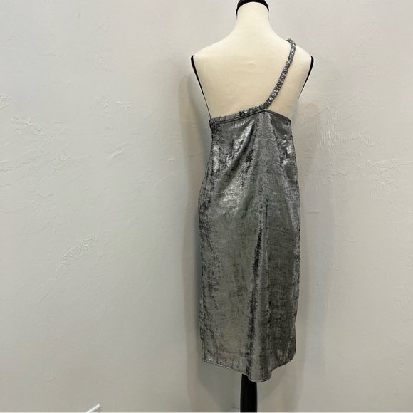 Future Collective Women Elegant Silver One-Shoulder Dress - Picture 4 of 7